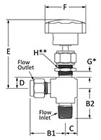 100 Needle Valve Angle Fractional Tube Fitting to Male NPT Line