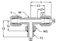 SAE Flareless Straight Thread Branch Tee