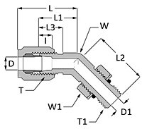 SAE Flareless Straight Thread Elbow Cutaway