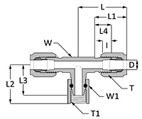 SAE Flareless Swivel Branch Tee