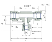 Tube fitting reducing tee