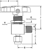 Ball valves- EB Series Series Angle Male NPT to Fractional Tube Fitting LINE