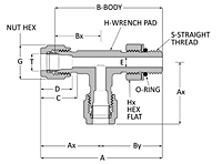 Tube fitting straight thread male run tee