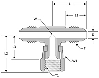 JIC swivel nut branch tee