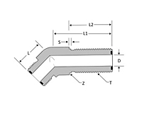 O-ring Face Seal Bulkhead Elbow 45