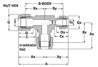 Tube fitting reducing tee