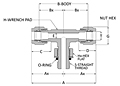 Tube fitting male straight thread branch teel