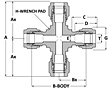 Tube fitting union cross