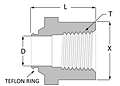 Koncentric female pipe threaded piece