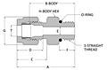 Tube fitting SAE straight thread male connector